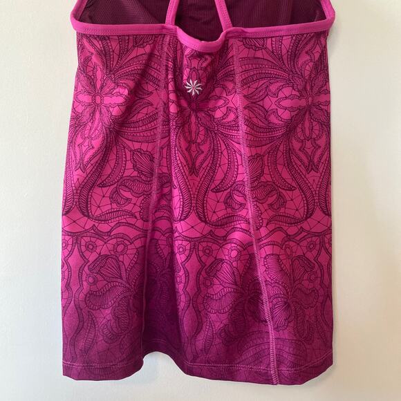 Athleta Harmonious Floral Workout Tank Top Pink Ombre W/ Shelf Bra Size XXS - Picture 7 of 7